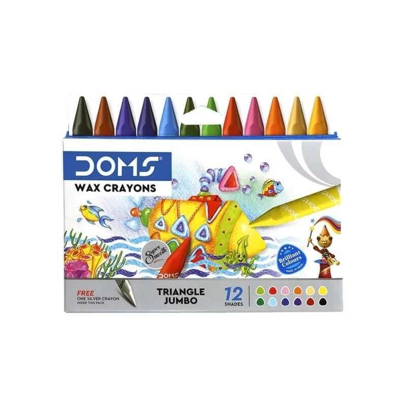 Doms Triangle Jumbo Wax Crayons 12 Li Shades