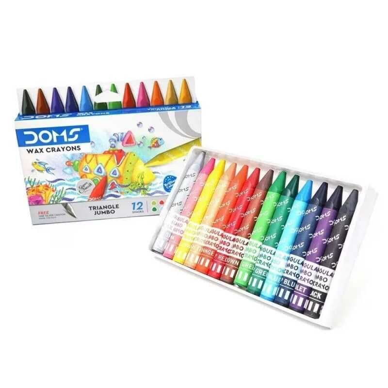 Doms Triangle Jumbo Wax Crayons 12 Li Shades