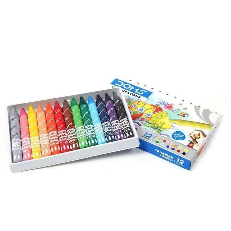 Doms Triangle Jumbo Wax Crayons 12 Li Shades