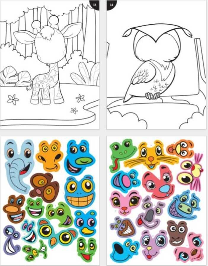 Lino Funny Faces Stickerlı Boyama Kitabı Hayvanlar