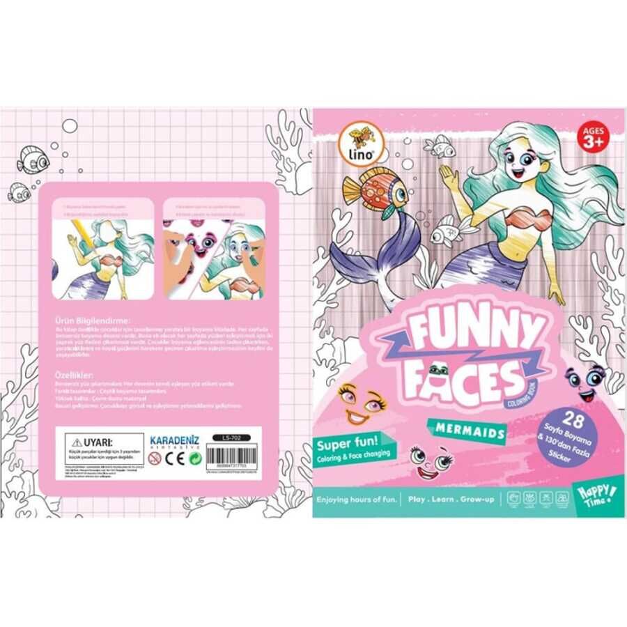 Lino Funny Faces Stickerlı Boyama Kitabı Deniz Kızı