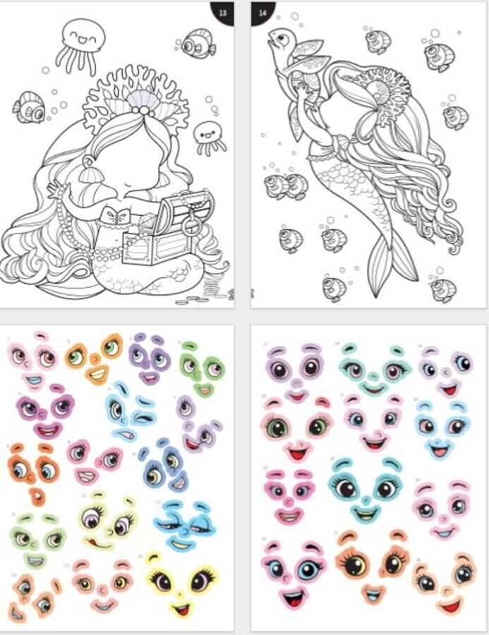 Lino Funny Faces Stickerlı Boyama Kitabı Deniz Kızı