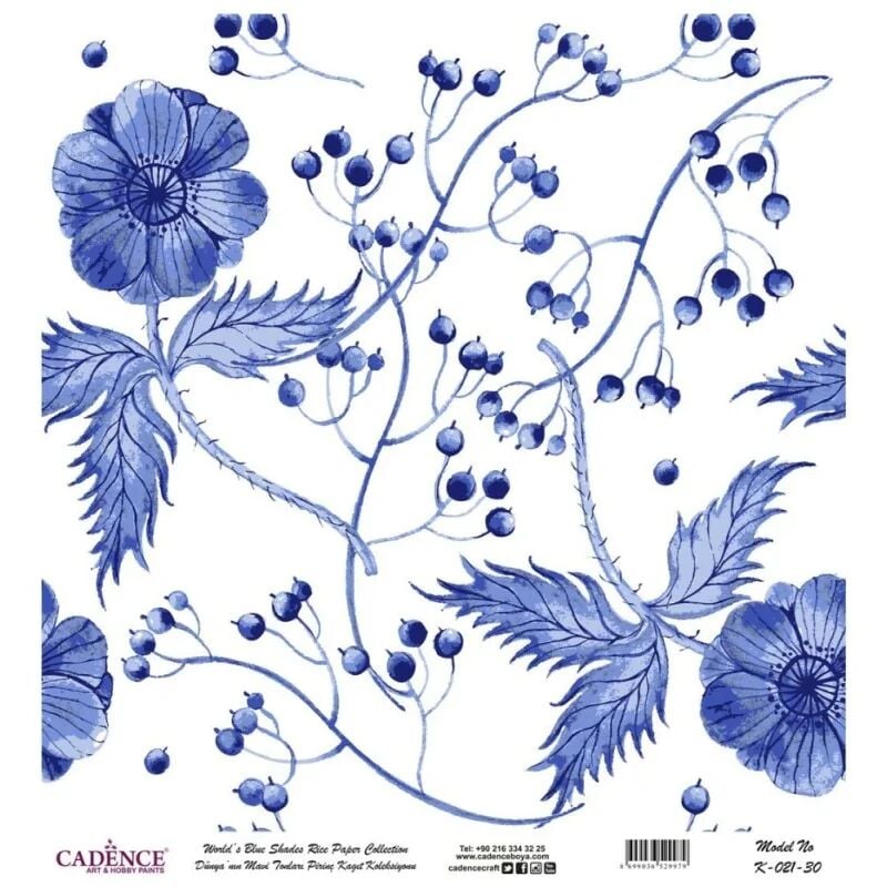 Cadence Dünyanın Mavi Tonları Pirinç Koleksiyon Beyaz Zemin K-021 30x30