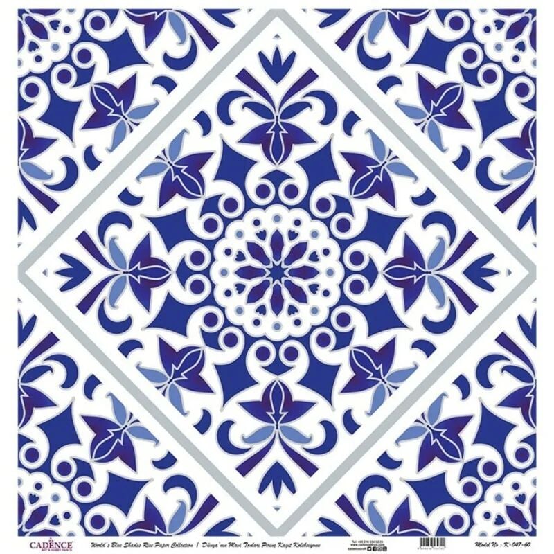 Cadence Dünyanın Mavi Tonları Pirinç Koleksiyon Beyaz Zemin K-047 30x30