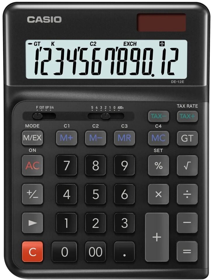 Casio Hesap Makinesi Masaüstü De-12E-Bk-W-Dp 12 Hane