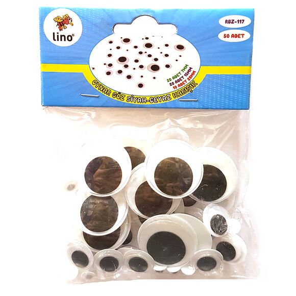 Lino Oynar Göz Karışık Siyah Beyaz 50 Li