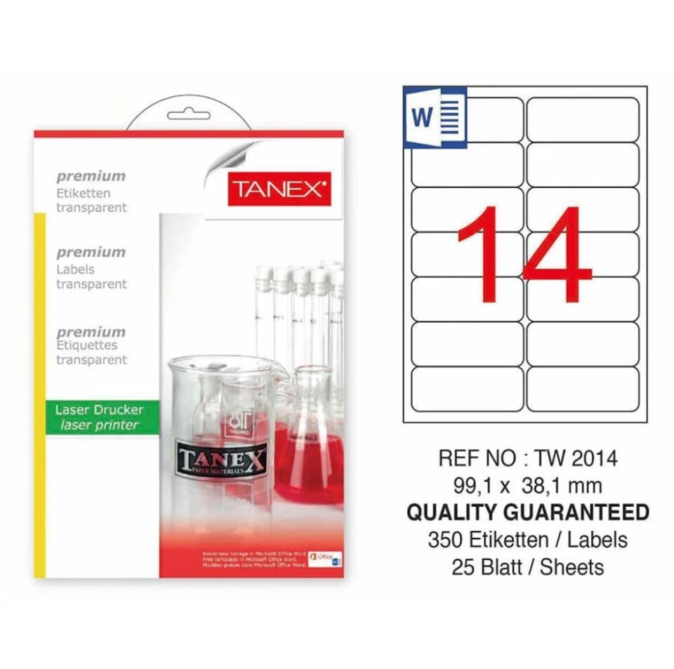 Tanex Tw-2014 99,1x38,1 Mm Silver Laser Etiket 25 Adet