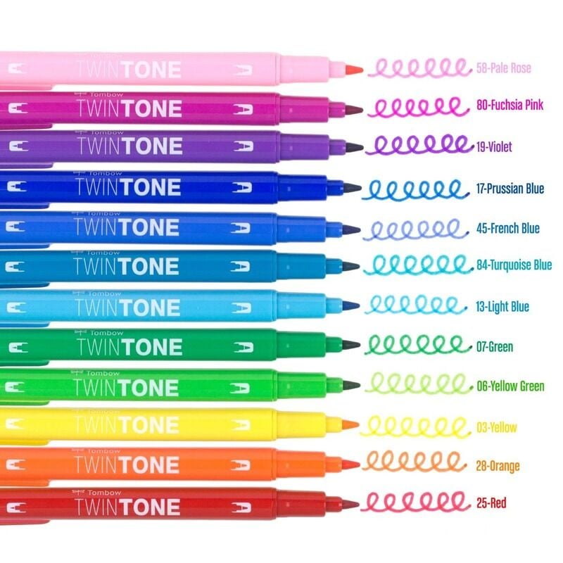 Tombow Twin Tone Markör Rainbow Tonlar Seti 12rk