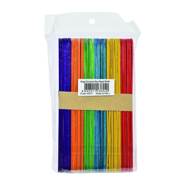 Südor Ahşap Renkli Büyük Dondurma Çubuğu 50 Li
