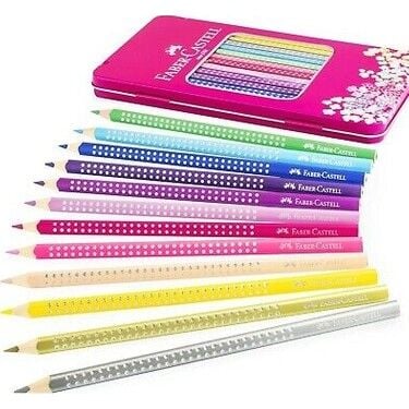 Faber-Castell Parlak Renkler Metal Kutu Pembe 12 Li