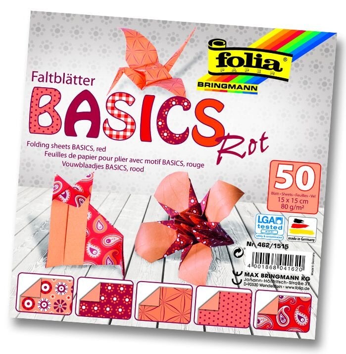 Folia Origami Kağıt 15x15 Basic Kırmızı 50tabaka