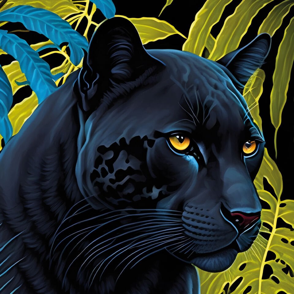 Ks Games Puzzle 500 Black Panther With A Tropical