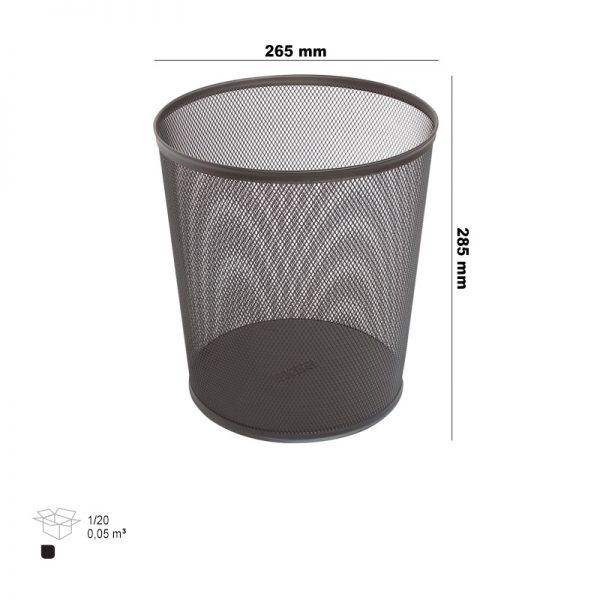 3A Metal Perfore Çöp Kovası Siyah 265x285 Mm