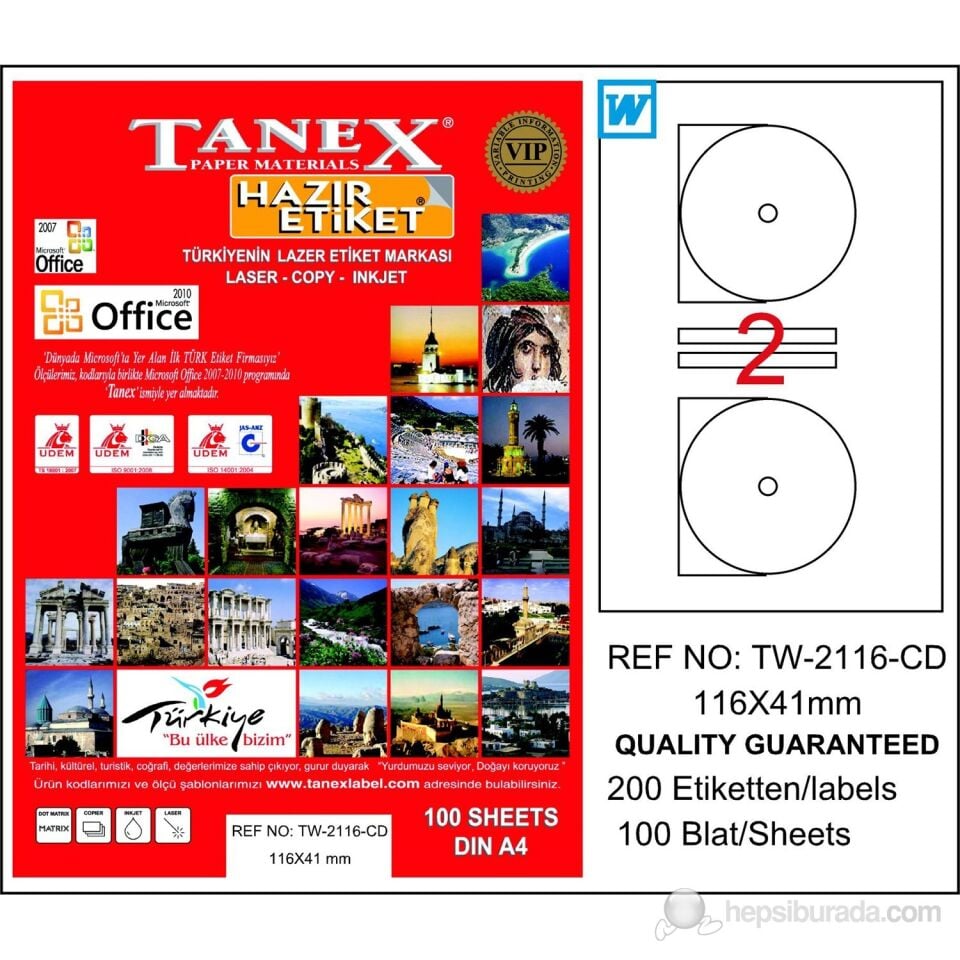 Tanex Tw-2116 116x41 Mm Laser Etiket 100 Adet
