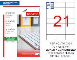 Tanex Tw-2124 70x42,43 Mm Laser Etiket 100 Adet