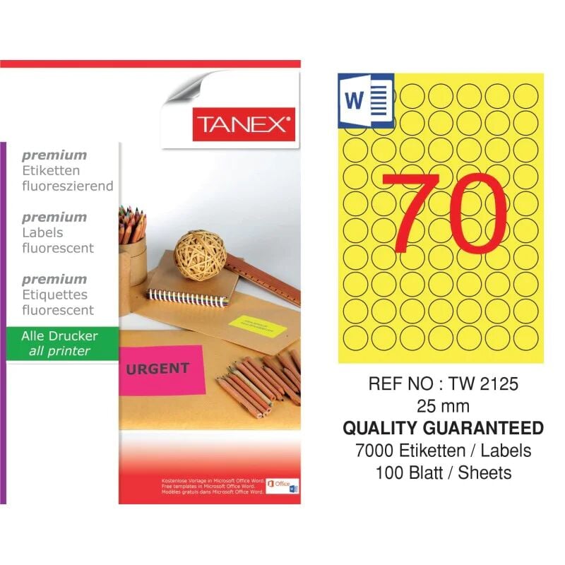 Tanex Tw-2125 25 Mm Laser Etiket 100 Adet