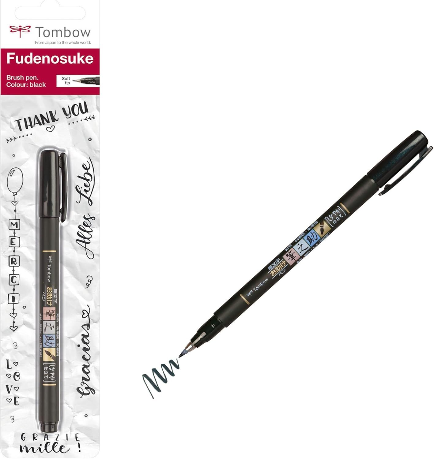 Tombow Fudenosuke Fırça Uçlu Çizim Ve Kaligrafi Kalemi Yumuşak Uçlu Siyah