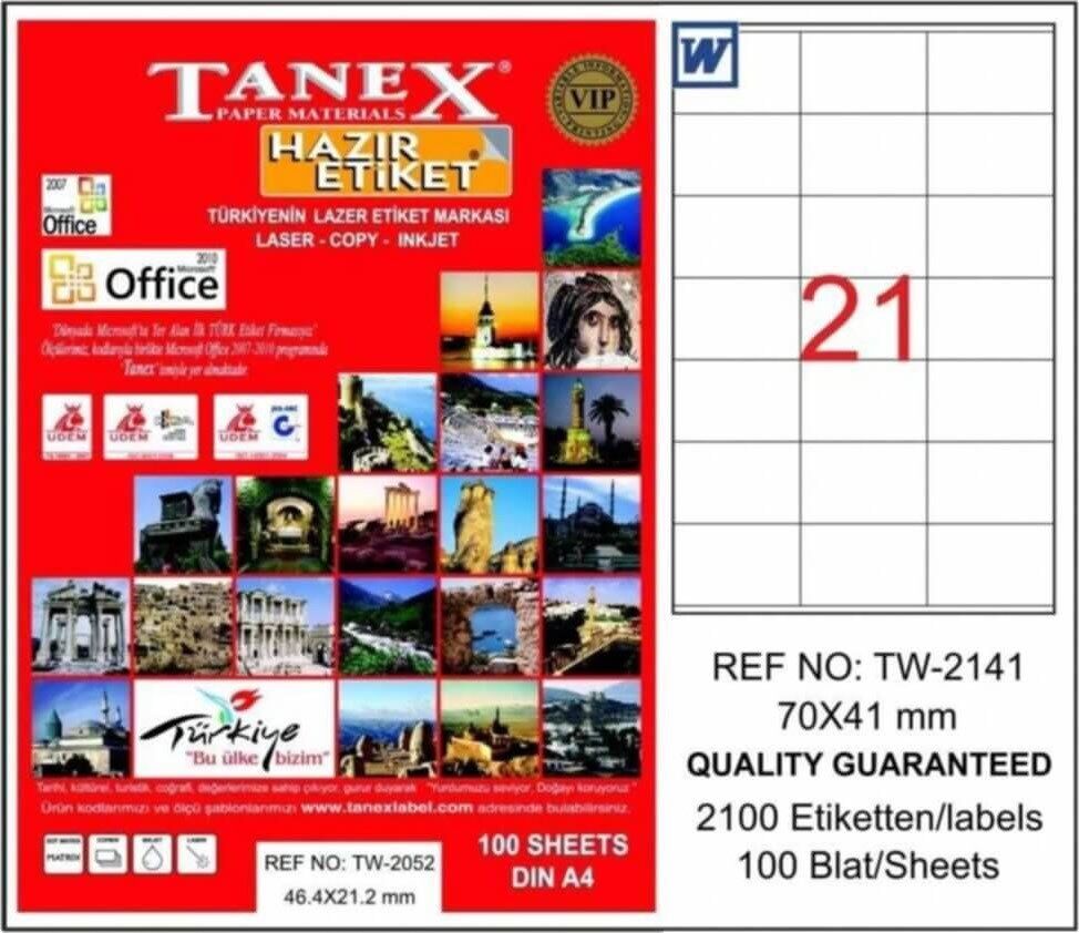 Tanex Tw-2141 70x41 Mm Laser Etiket 100 Adet