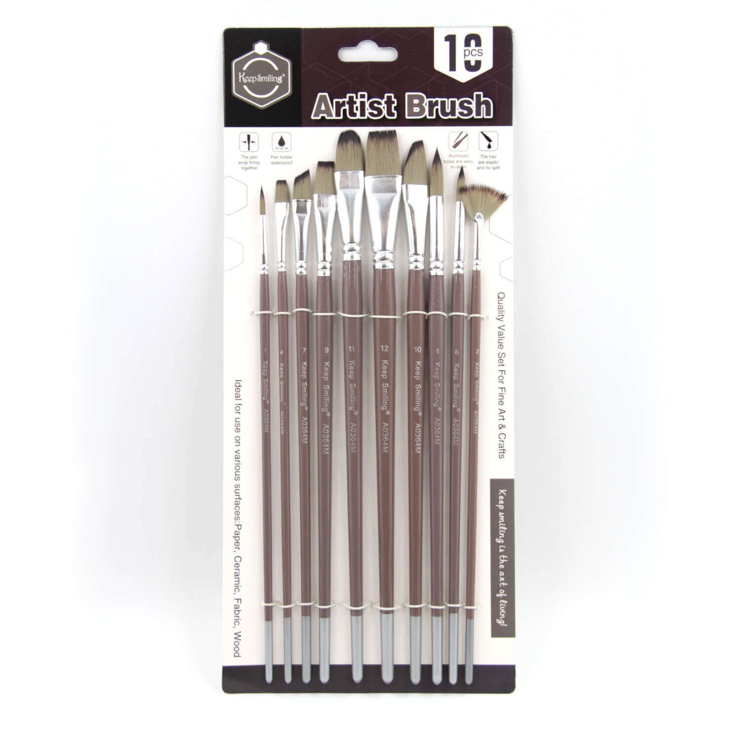 Keep Smiling Fırça Seti Uzun Sap 10 Parça N A0364M