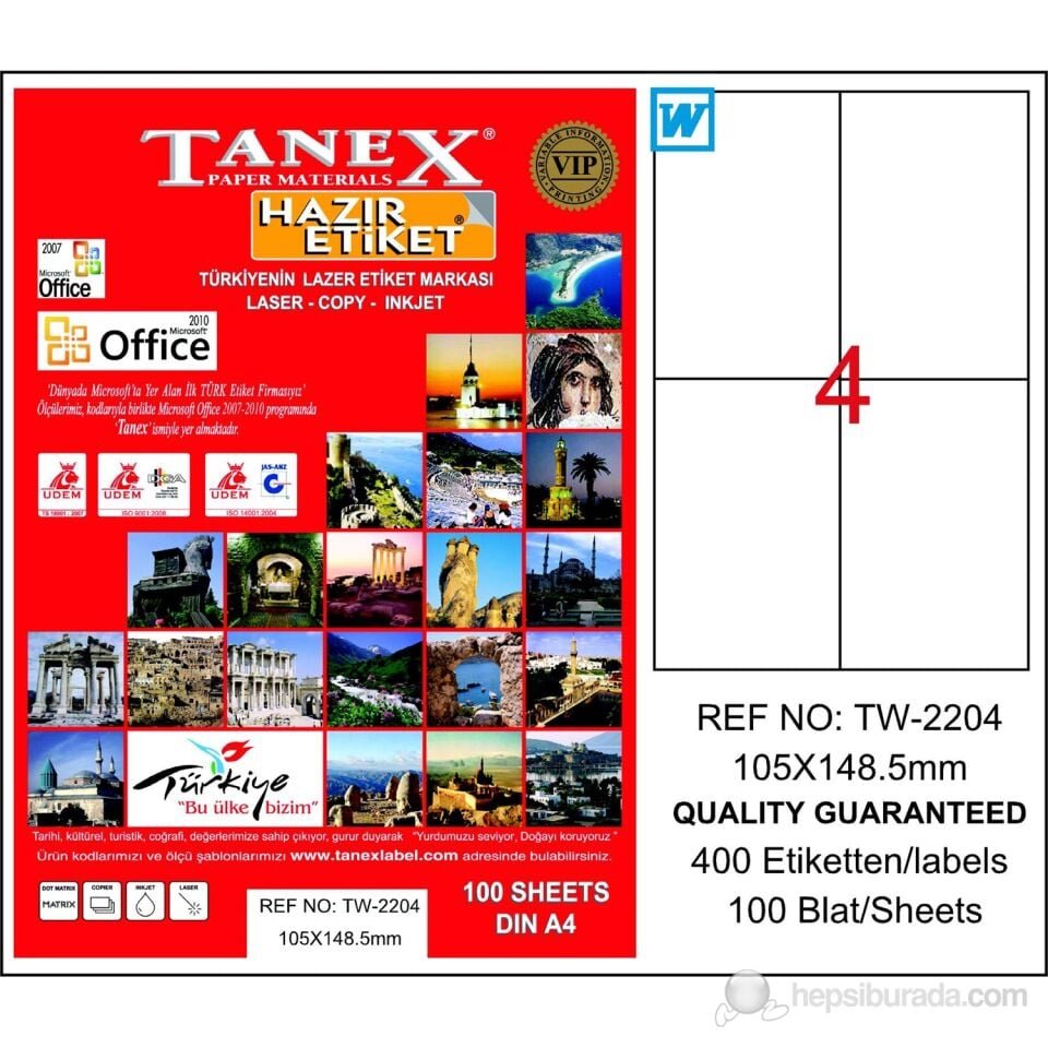 Tanex Tw-2204 105x148,5 Mm Laser Etiket 100 Adet