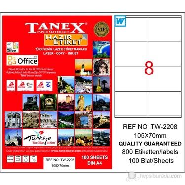 Tanex Tw-2208 105x70 Mm Laser Etiket 100 Adet