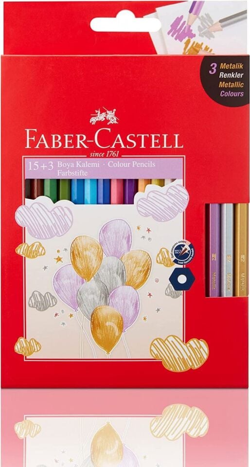 Faber Castell Boya Kalemi 15+3 Metalik Hediye