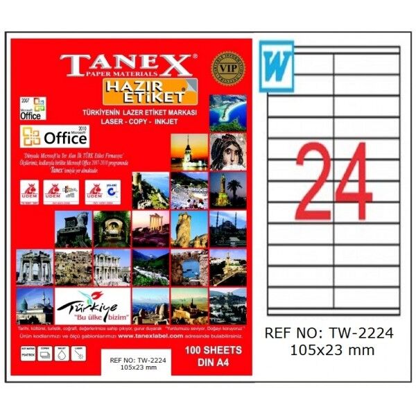 Tanex Tw-2224 105x23 Mm Laser Etiket 100 Adet