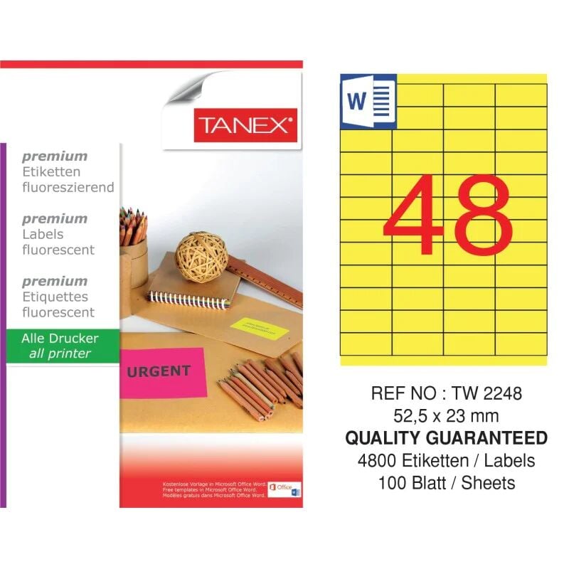 Tanex Tw-2248 52,5x23 Mm Laser Etiket 100 Adet