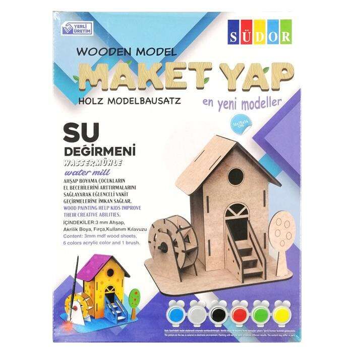 Südor Kutulu Ahşap Maket Değirmen Boyama Seti Küçük