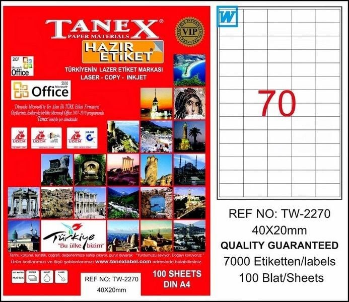 Tanex Tw-2270 40x20 Mm Laser Etiket 100 Adet