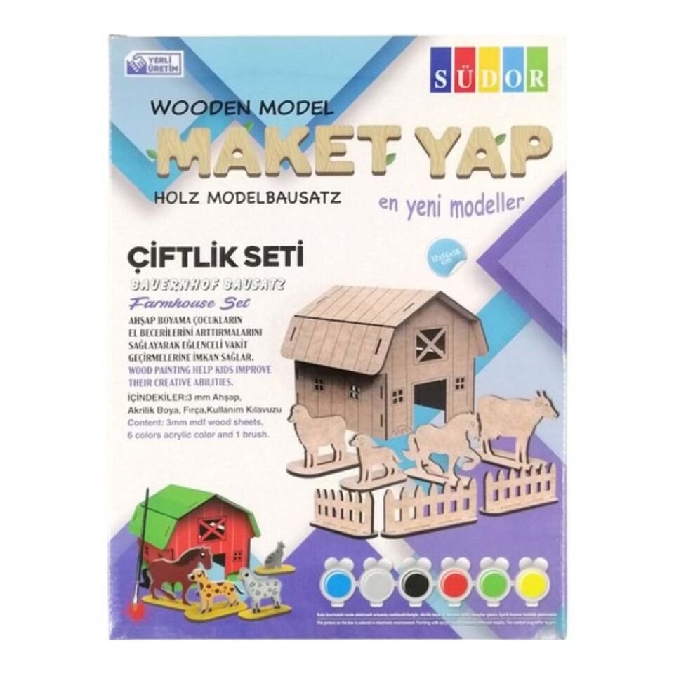 Südor Ahşap Maket Çiftlik Boyama Seti Büyük