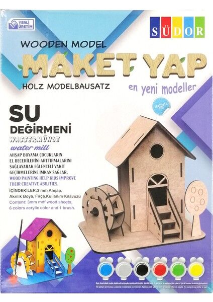 Südor Ahşap Maket Su Değirmeni Boyama Seti Büyük