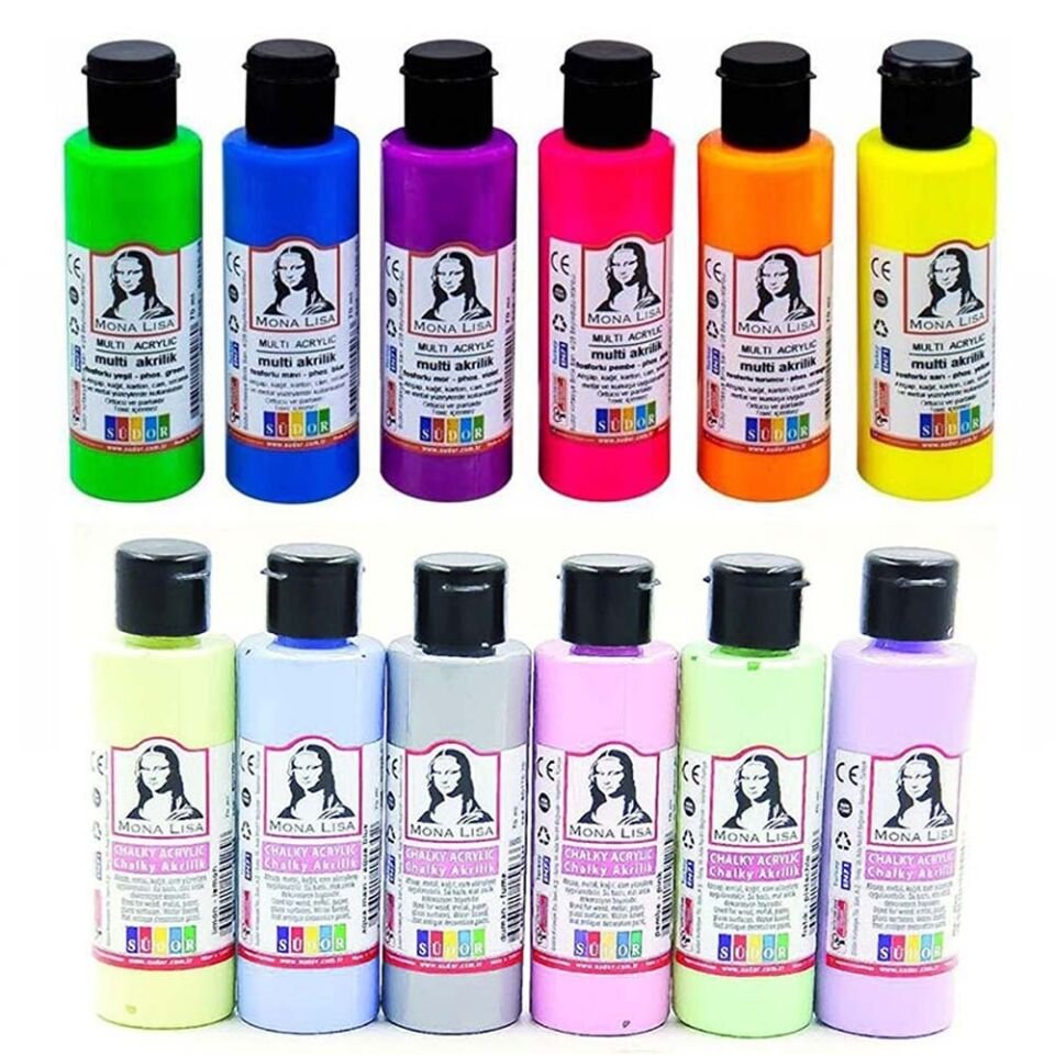 Mona Lisa Akrilik Boya 12 Renkx22 Ml Neon+Pastel