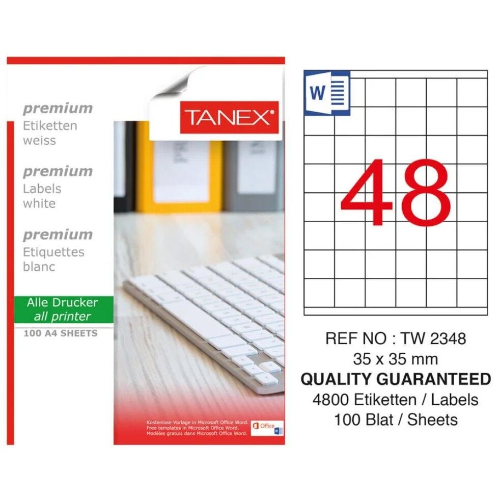 Tanex Tw-2348 35x35 Mm Laser Etiket 100 Adet
