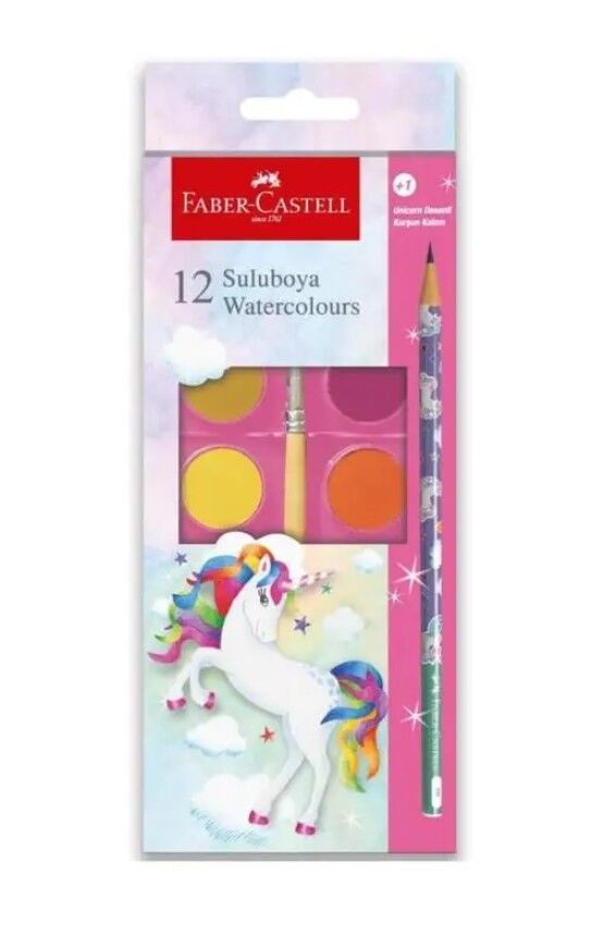 Faber-Castell Unicorn Büyük Boy Suluboya 12 Li +1 Kurşun Kalem
