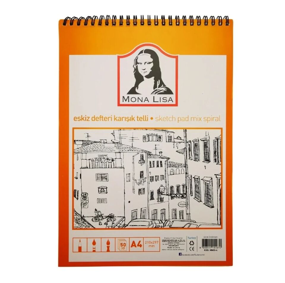 Monalisa Eskiz Defteri Karışık Telli A4 50 Yaprak