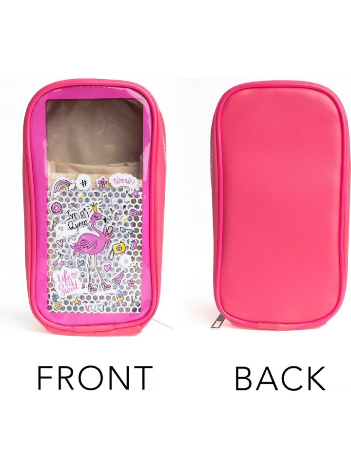 Vuki Astarlı Büyük Boy Kalem Çantası Flamıngo