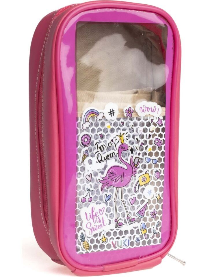 Vuki Astarlı Büyük Boy Kalem Çantası Flamıngo