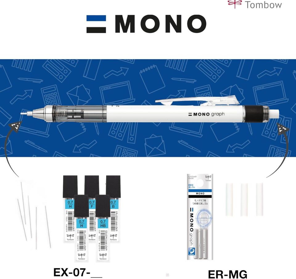 Tombow Mono Graph Mekanik Kurşun Kalem 0.7 Mm Beyaz