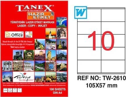 Tanex Tw-2610 105x57 Mm Laser Etiket 100 Adet
