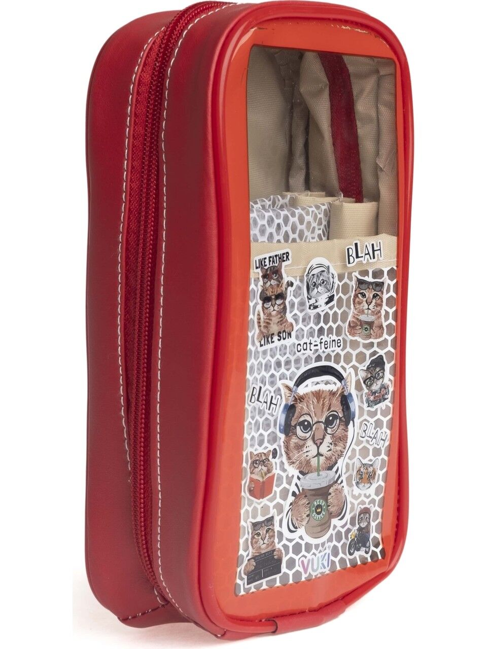 Vuki Astarlı Büyük Boy Kalem Çantası Kedi