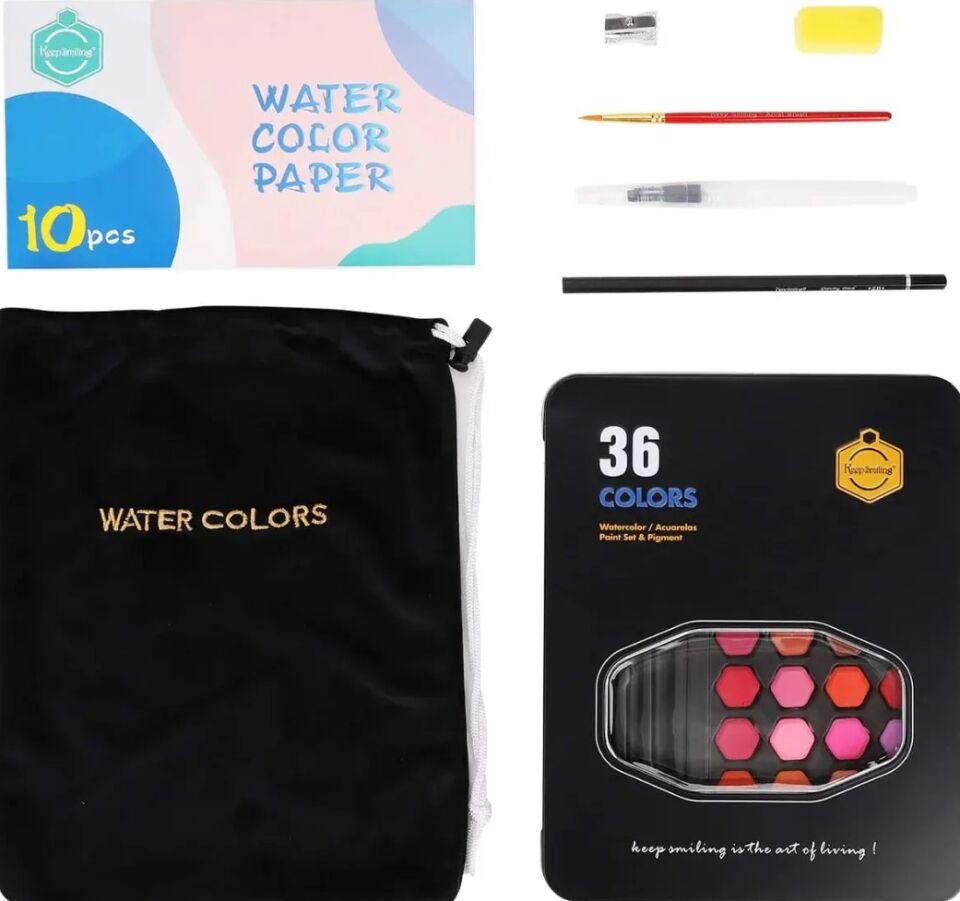 Keep Smiling Sulu Boya Seti 36 Lı Kağıt Ve Aksesuarlı N B7136H