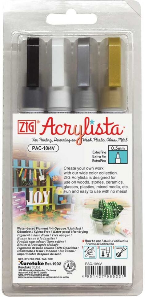 Zig Acrylista Markör Fine 0,5 Mm Pac-10/4V 4 Lü