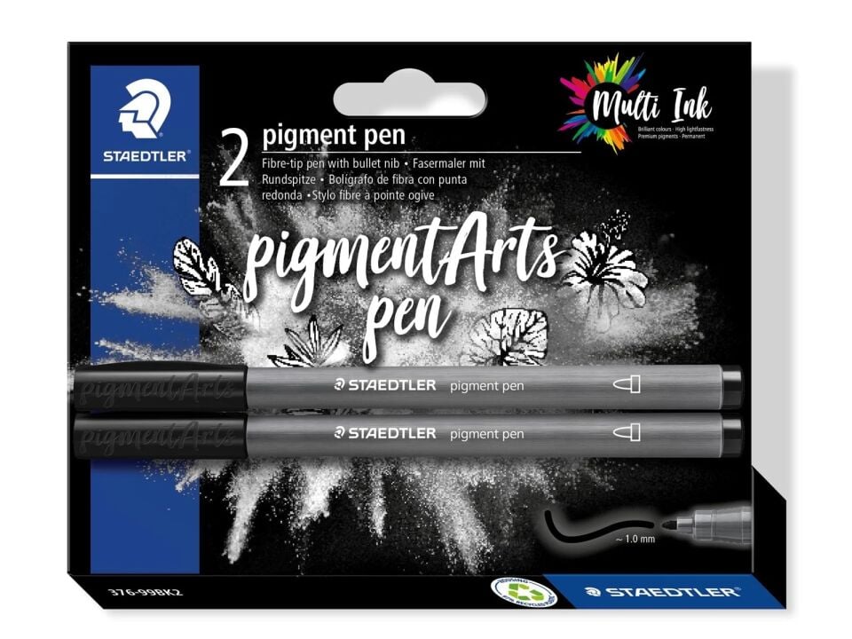 Staedtler 376-99 Bk2 Pigment Arts Kalem Yoğun Siyah 2 Li