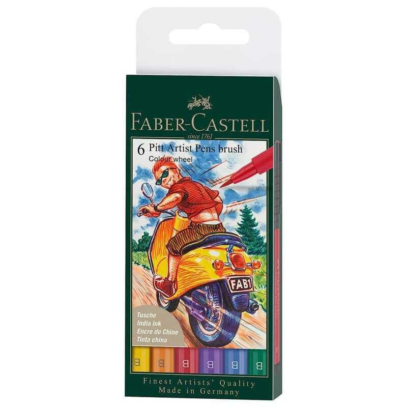 Faber-Castell Pitt Artist Pen Fırça Uç 6 Lı Renk Çarkı