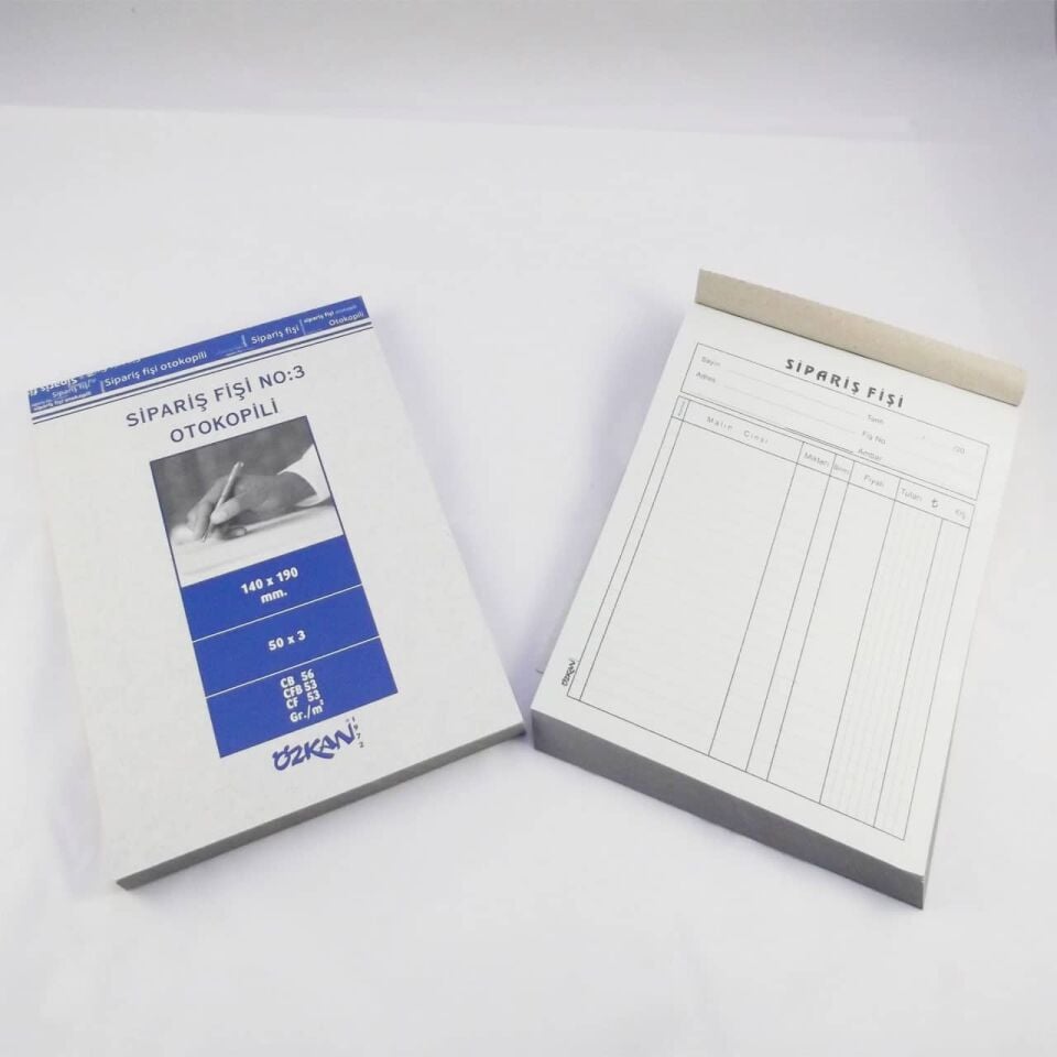 Özkan Sipariş Fişi No 3 50x3 Otokopili