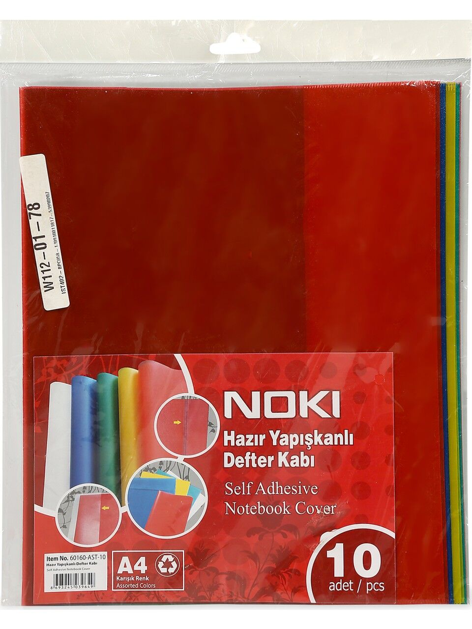 Noki Hazır Yapışkanlı Defter Kabı 10 Lu Karışık