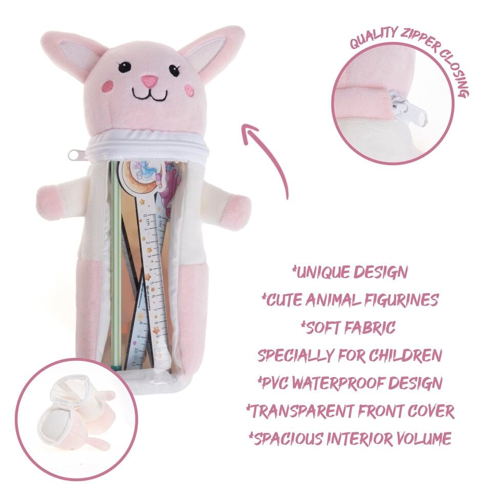 Vuki Peluş Pembe Beyaz Tavşan Kalemlik