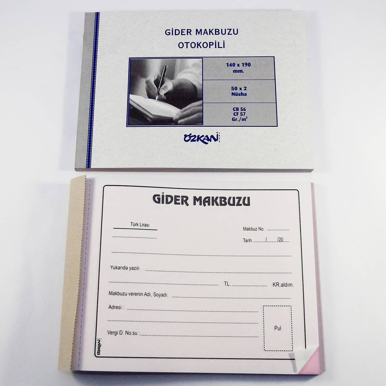 Özkan Gider Makbuzu 50x2 Otokopili
