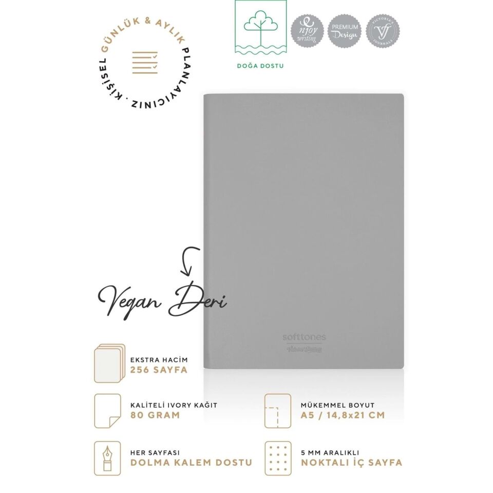 Victoria'S Journals Softtons Esnek Kapak Defter A5 80 Gr Krem 128 Yaprak Noktalı Mavi